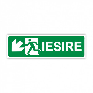 X274 Semn indicator, (iesire sageata stanga jos), Autocolant sau PVC, 30x10 cm