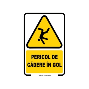G153 Semn indicator, (PERICOL DE CADERE IN GOL) Tabla aluminiu, Autocolant sau PVC