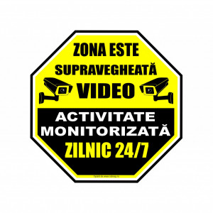 G156 Semn indicator, (ZONA ESTE SUPRAVEGHEATA VIDEO) Autocolant sau PVC 50x50 cm