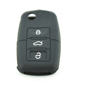 Husa cheie briceag 3 butoane silicon negru VW