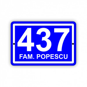 Placa Aluminiu 20x13.5 cm personalizata cu numar de casa si nume familie