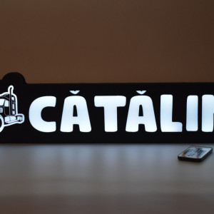 Placa led luminoasa interior in forma de camion 55x13 cm cu nume - Img 2
