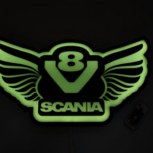 Placa luminoasa led de perete pentru interior camion 50x28 cm Scania V8 - Img 5