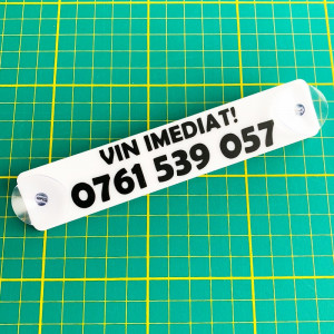 Placa personalizata cu numarul de telefon + 2 ventuze prindere geam - Img 2