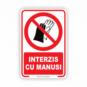 R228 Semn indicator, (INTERZIS CU MANUSI) Tabla aluminiu, Autocolant sau PVC