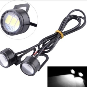 Set 2x LED Auto/Moto cu suport metalic si fir, Diametru 23mm, 9W, Alb