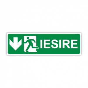 X270 Semn indicator, (iesire sageata jos), Autocolant sau PVC, 30x10 cm