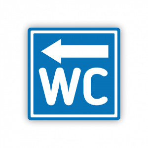 X288 Semn indicator, (WC sageata stanga), Autocolant sau PVC