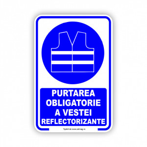 A179 Semn indicator, (purtarea obligatorie a vestei reflectorizante), Tabla Aluminiu, Autocolant sau PVC