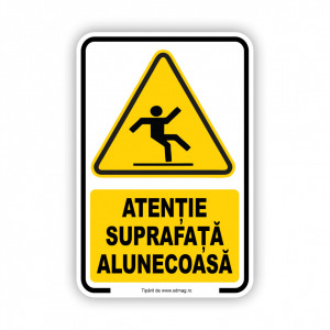G118 Semn indicator, (atentie suprafata alunecoasa ), Tabla Aluminiu, Autocolant sau PVC