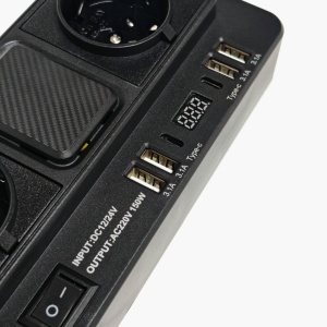 Invertor Auto de Tensiune 150W – 12V/24V DC la 2 x 220V AC cu 4 x USB și 2 x Type-C - Img 4