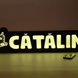 Placa led luminoasa interior in forma de camion 55x13 cm cu nume - Img 3