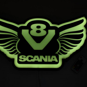 Placa luminoasa led de perete pentru interior camion 50x28 cm Scania V8 - Img 6