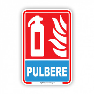 R238 Semn indicator, (stingator cu pulbere), tabla aluminiu, Autocolant sau PVC
