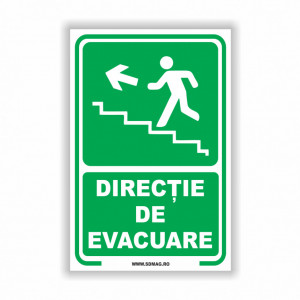 V248 Semn indicator, (directia de evacuare scari sus stanga),Tabla Aluminiu, Autocolant sau PVC