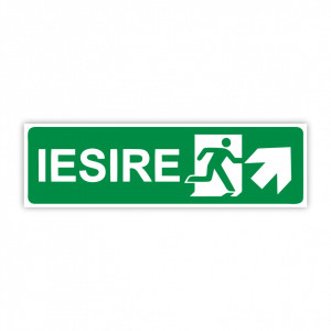 X276 Semn indicator, (iesire spre dreapta sus), Autocolant sau PVC, 30x10 cm