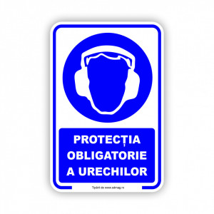 A177 Semn indicator, (protectia obligatorie a urechilor), Tabla Aluminiu, Autocolant sau PVC