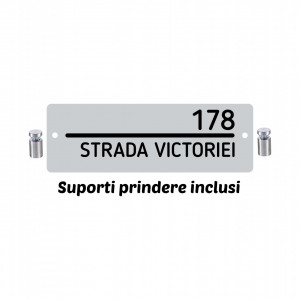 ABS201 Placa ABS Personalizata 30X10 CM + suporti prindere (numar casa+strada)