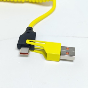 Cablu de Date și Încărcare Rapidă 4 în 1 Extensibil (Spiralat) CA-894 – PD 65W / 27W (USB-C, USB-A, iPhone) - Img 2