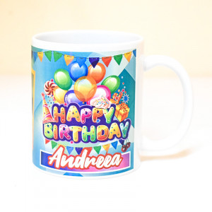 Cana personalizata Happy Birthday, 2 poze + nume sarbatorit - Img 2