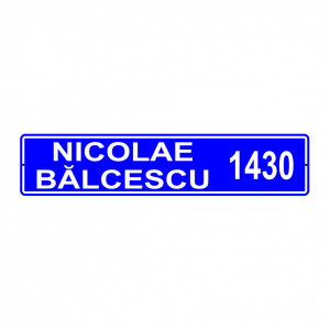 Placa Aluminiu, 52x11 cm, personalizata cu nume strada si numar stradal