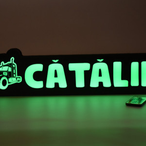Placa led luminoasa interior in forma de camion 55x13 cm cu nume - Img 4