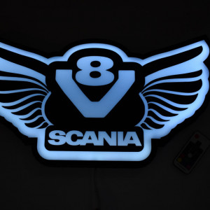 Placa luminoasa led de perete pentru interior camion 50x28 cm Scania V8 - Img 7