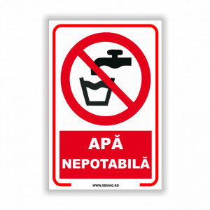 R196 Semn indicator, (apa nepotabila), Tabla aluminiu, Autocolant sau PVC