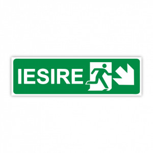X275 Semn indicator, (iesire spre dreapta jos), Autocolant sau PVC, 30x10 cm