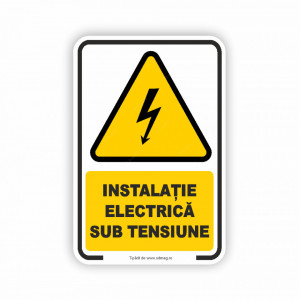 G155 Semn indicator, (INSTALATIE ELECTRICA SUB TENSIUNE ) Tabla aluminiu, Autocolant sau PVC