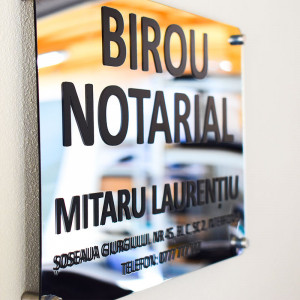 Placa personalizata Birou Notarial 25x38 cm, + sistem de prindere cu distatieri - Img 2