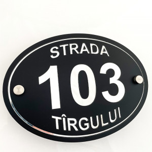 Placa Stradala Nr Casa si Strada, 20x15cm, Text efect Oglinda + Distantiere montaj - Img 2