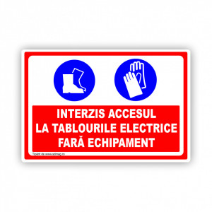 R209 Semn indicator, (interzis accesul la tablourule electrice fara echipament ), Tabla Aluminiu, Autocolant sau PVC