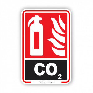 R236 Semn indicator, (stingator Co2), tabla aluminiu, Autocolant sau PVC