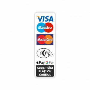 X294 Stiker Autocolant Plata cu cardul VISA MAESTRO MASTER CARD GOOGLE PAY APPLE PAY