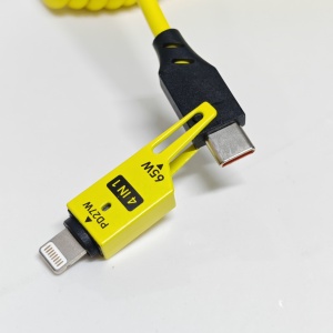 Cablu de Date și Încărcare Rapidă 4 în 1 Extensibil (Spiralat) CA-894 – PD 65W / 27W (USB-C, USB-A, iPhone) - Img 6