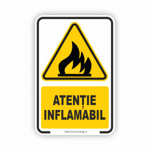 G126 Semn indicator, (ATENTIE INFLAMABIL) Tabla aluminiu, Autocolant sau PVC