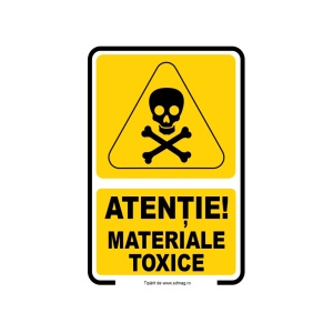 G147 Semn indicator, (ATENTIE MATERIALE TOXICE) Tabla aluminiu, Autocolant sau PVC