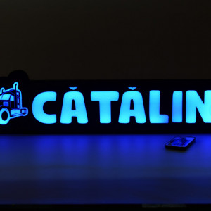 Placa led luminoasa interior in forma de camion 55x13 cm cu nume - Img 6