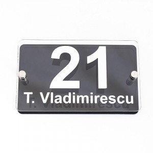 Placa Stradala Nr Casa si Strada, 20x12cm, dreptunghi + Distantiere montaj - Img 2