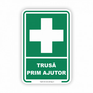 V267 Semn indicator, (TRUSĂ DE PRIM AJUTOR) Tabla aluminiu, Autocolant sau PVC