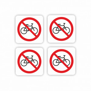 X305 Set 4 Stickere Autocolante 7x7 cm INTERZIS MERSUL CU BICICLETA