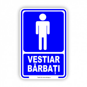 A184 Semn indicator, (vestiar barbati) Tabla aluminiu, Autocolant sau PVC