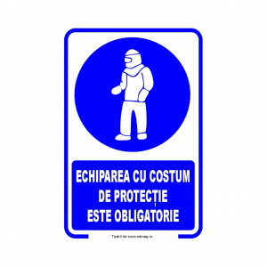 A193 Semn indicator, (ECHIPAREA CU COSTUM DE PROTECTIE ESTE OBLIGATORIE) Tabla aluminiu, Autocolant sau PVC