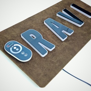 Placă Camion PREMIUM Alcantara NUME, INITIALE SAU LOGO – Efect 3D, Culori Personalizabile, Stabilizator 12V-24V & Telecomandă - Img 5