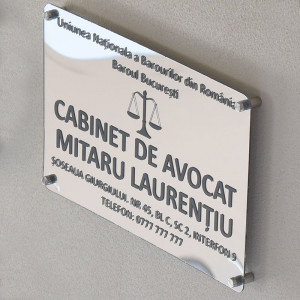 Placa personalizata Cabinet de Avocat 25x38 cm, + sistem de prindere cu distatieri - Img 2