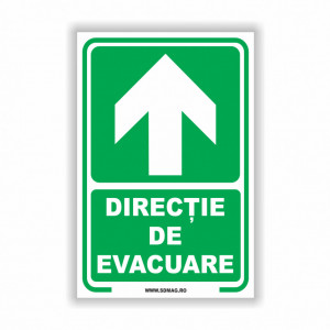 V245 Semn indicator, (directia de evacuare sageata sus), Tabla Aluminiu, Autocolant sau PVC