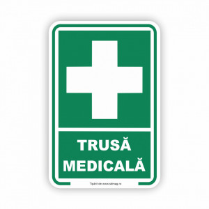 V266 Semn indicator, (TRUSĂ MEDICALĂ) Tabla aluminiu, Autocolant sau PVC