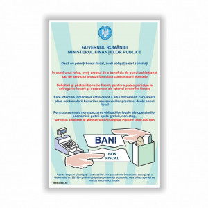 M111 Semn indicator, (solicitati bonul fiscal), tabla aluminiu, Autocolant sau PVC