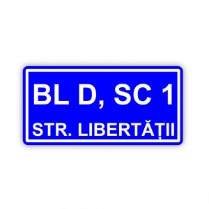 Placa Aluminiu, 30x15 cm personalizata cu bloc, scara si strada